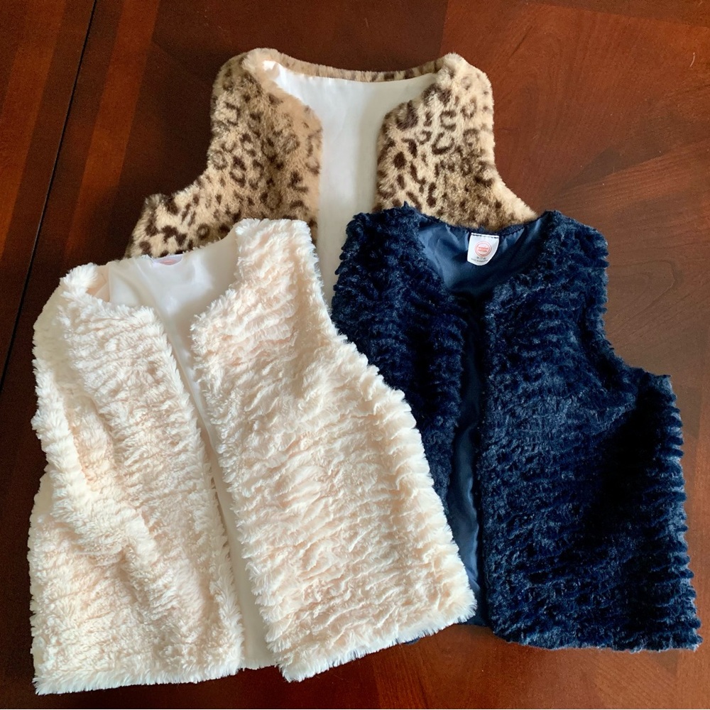 Kids Faux Fur Vest Bundle (3) SzM 7-8